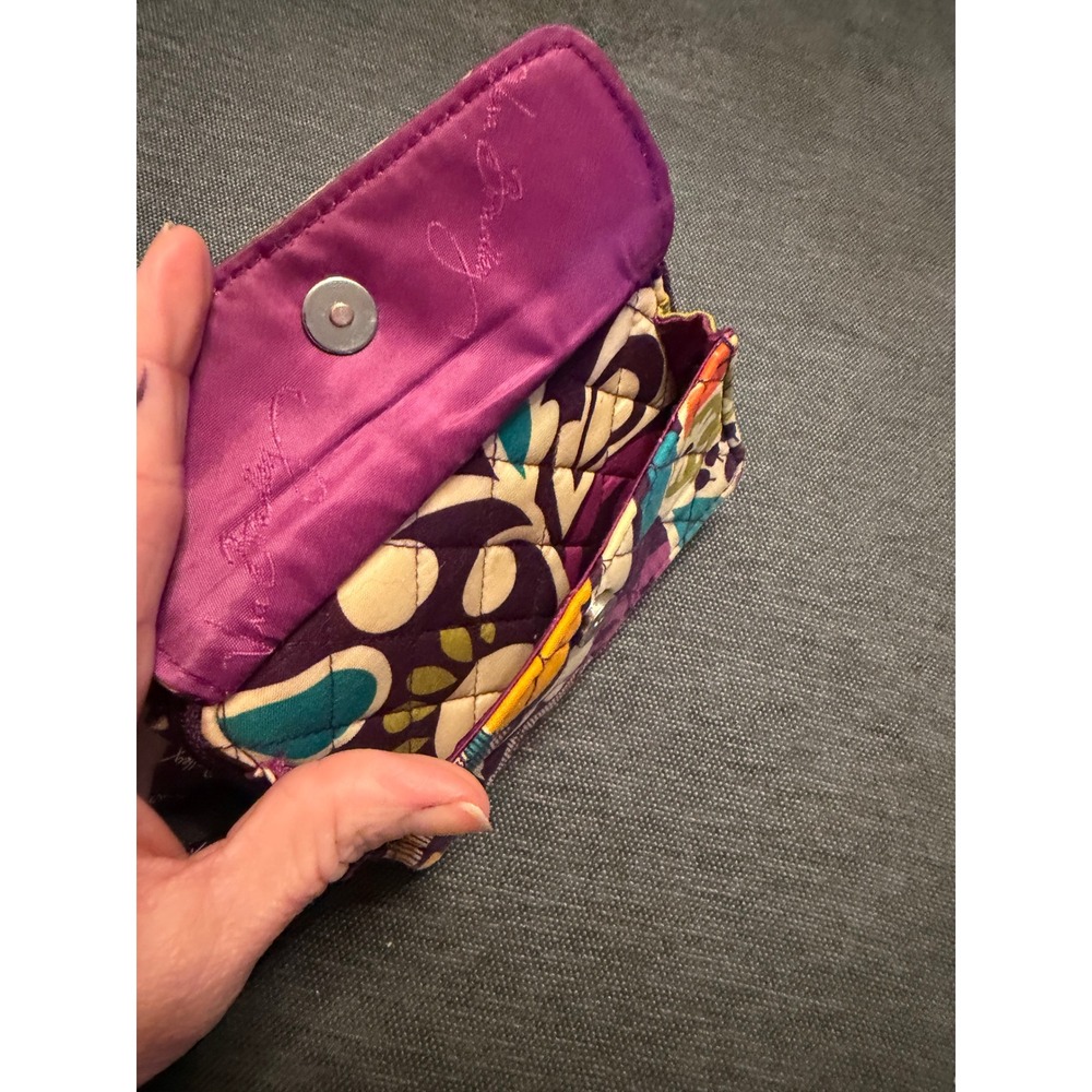 Vera Bradley All In One Crossbody Wallet Purple Floral‎ Quilted Cotton Small - Picture 3 of 5